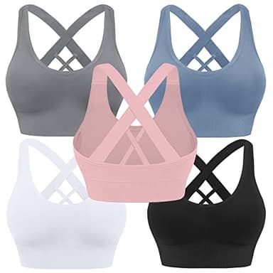 Evercute Sports Bra for Women Padded Medium Support Criss Cross Strappy Bras Seamless High Impact Yoga Exercise Athletic Bras - Image 1