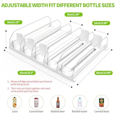 Drink Organizer for Fridge, Soda Can Dispenser for Refrigerator, Automatic Drink Dispenser for Fridge Holds up to 25 Cans, 5 Row - Image 4