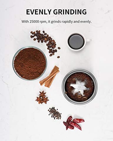 SHARDOR Upgraded Adjustable Coffee Grinder Electric, Herb/Spice, Espresso with 1 Removable Stainless Steel Bowl, Black - Image 3