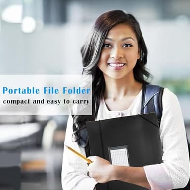 TRANBO 7-Pockets Hanging File Folder with Retractable Hooks for Filing Cabinet, Letter Size Expandable Accordion File Organizer with Elastic Band for File Frame or On-The-Go Use (6 Pack) - Image 7