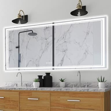 Ratsamee 60x40 Inch Led Mirror for Bathroom with Front Light and Backlit, Dimmable Anti Fog Wall Bathroom Mirror with Led Lights, Water Proof, Decor Vanity Mirror - Image 1