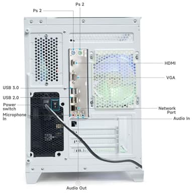 LXZ Desktop PC Computer Ryzen 5-5600GT 8 core 3.6GHz, 16G DDR4 RAM, 512G NVME SSD, Tower Computer with Wi-Fi & 400W Power Supply for Working, Home and Office (White) - Image 3