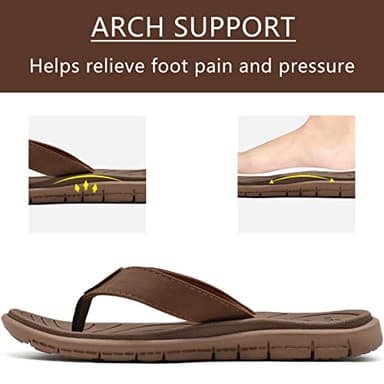 KuaiLu Womens Casual Flip Flops Comfortable Yoga Mat Arch Support Memory Foam Comfort Cushion Summer Beach Pool Slip on Walking Thong Sandals Ladies Orthotic Recovery Plantar Fasciitis Brown Size 7 - Image 3