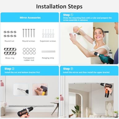 yarnuwa 63X24 2Pack Large Home Gym Mirror, Frameless Tempered Glass Dance Wall Mounted Mirror for Home, Yoga, Dancing, Studio, Living Room - Image 7
