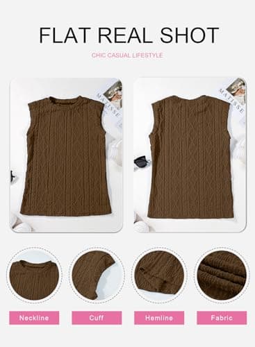 SHEWIN Cute Tops for Women Spring Fashion 2025 Trendy Casual Crewneck Cap Sleeve Tank Tops for Women Summer Tops Coffee Large - Image 6