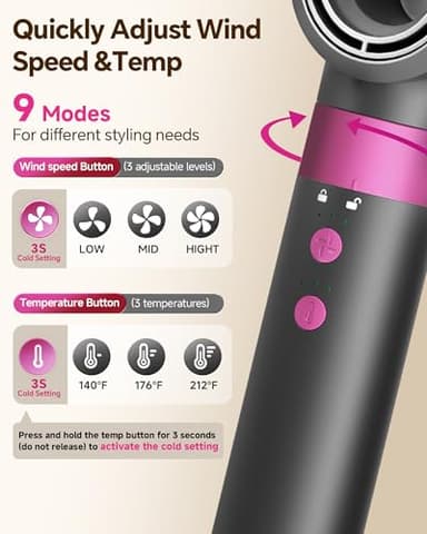 5 in 1 Hair Dryer Brush WindBlow Magic Styler, 110,000 RPM High-Speed Turbo Blow Dryer Brush, Professional 500 Million Negative Ionic Hair Dryer, Fast Drying for Curling Volumizing Air Styling - Image 8