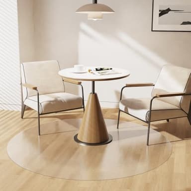 Clear Plastic Floor Mat for Under Dining Table, 4ft Round No Slip Waterproof Vinyl Area Rug for Home, Anti-Spill Hard Floor Protector Cover for Living Room, Splat Mat for Under High Chair - Image 1