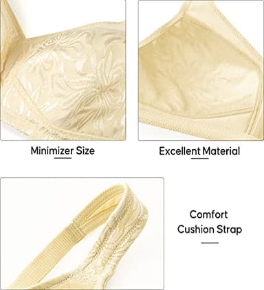 ZeroBound Women's Minimizer Bras Comfort Cushion Strap Wirefree Full Coverage Large Bust Non-Padded Bra(Nude,40DD) - Image 5