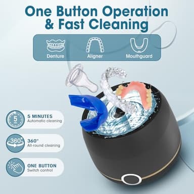 Dental Ultrasonic Retainer Cleaner Machine: Nicwell 200ML Dental Cleaning Pod for Denture, Mouth Guard, Night Guard, Braces, Tray, Aligner 45kHz Cleaner with Protection Design & Digital Timer - Image 4
