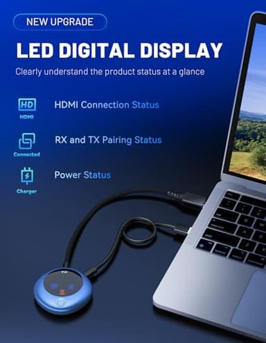 TPUFO Wireless HDMI Transmitter and Receiver, 4K Decode 1080P Output, 2.4G/5G Plug & Play, for Streaming Video/Audio/Files, Audio Sync, USB-C to HDMI Adapter, No Need App/Bluetooth/WiFi - Image 3