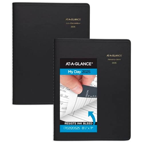 AT-A-GLANCE 2025 Appointment Book Planner, Daily, Eight Person Group Planner, 8-1/2" x 11", Large, Quarter-Hourly, 2 Volume Set, Black (702120525) - Image 1