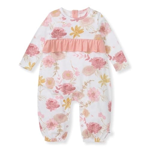 Burt's Bees Baby Baby Girls Romper - 100% Organic Cotton, One-Piece Shortall Girl Outfit for Sizes Newborn to 24 Months - Image 1