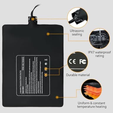Hamiledyi Reptile Heating Pad 23W, Waterproof Under Tank Heater Mat 8x12 Inch for 30-40 Gallon Terrariums, Safe Heat Mat for Bearded Dragons, Leopard Geckos, Hermit Crabs, Snakes & Lizards - Image 3