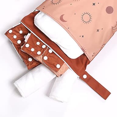 2 Pack Wet Dry Bags for Baby Diapers&Breast Pump Parts, Waterproof Reusable Wet Bag with Two Zipper Pockets, Beach Pool Gym Bag Stroller Yoga Toiletries Daycare Organizer, 11.8 inch x 15.7inch(Brown) - Image 7