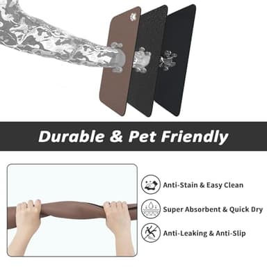 HotLive Pet Feeding Mat - Absorbent Dog Mat for Food and Water, No Stains Cat Bowl Mat, Easy to Clean Pet Placemats, Quick Dry Dog Water Dispenser Mat for Messy Drinkers | Paw Brown 16"x 24" - Image 6