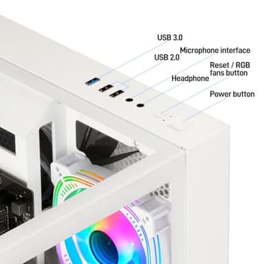 LXZ Desktop PC Computer Ryzen 5-5600GT, 16G DDR4 RAM, 512G NVME SSD, Tower Computer with Wi-Fi & 400W Power Supply for Every Day Use, Working, Home and Office (White) - Image 2