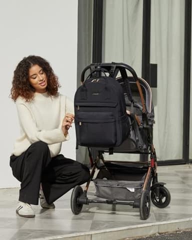 LOVEVOOK Puffer Diaper Bag Backpack, Lightweight 30L Baby Bag with Changing Pad, Large Diaper Backpack for Mom Dad with Stroller Buckles, Black - Image 8