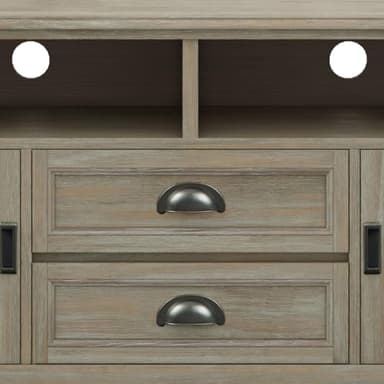 SIMPLIHOME Burlington SOLID WOOD 72 inch Wide Transitional TV Media Stand in Distressed Grey For TVs up to 80 inches for the Living Room and Entertainment Center - Image 8