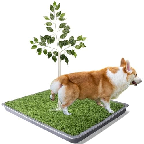 Grass Pee Pads for Dogs, 2 Pack Dog Grass Pad with Tray Washable Artificial Turf, Replaceable Pee Pad for Small, Medium, Large Pet, 26"x26" Grey Tray - Image 1