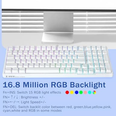 HUO JI E-Yooso Creamy Mechanical Keyboard Wired, Hot Swappable, Pre-lubed Linear Switches, Gasket Structure with Sound Dampening Foam, RGB Backlit, 99 Keys Custom Gaming Keyboard for PC/Mac,White - Image 6