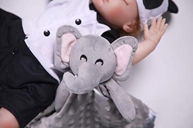 Pro Goleem Elephant Security Blanket, Soft Lovey Unisex Lovie Baby Gifts for Newborn Boys and Girls Snuggle Toy Stuffed Animal Grey 16 Inch - Image 2