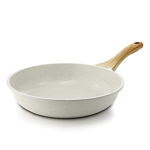 SENSARTE Nonstick Ceramic Frying Pan Skillet, 12.5 Inch Omelet Pan, Healthy Non Toxic Chef Pan, Induction Compatible Egg Pan with Heat Resistant Handle, PFAS-Free, White - Image 1