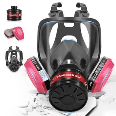 Full Face Gas Masks Survival Nuclear and Chemical with 40mm Activated Carbon Filter and 60921 Filters/Cartridges, Respirator Mask With Filters Against Dust, Organic Vapor, Paint, Welding, Chemicals - Image 1
