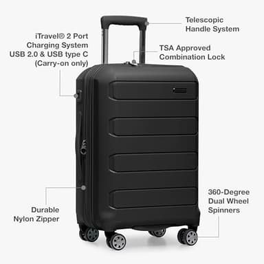 Traveler's Choice Pagosa Indestructible Hardshell Expandable Spinner Luggage, Black, 22-Inch Carry-on - Image 7