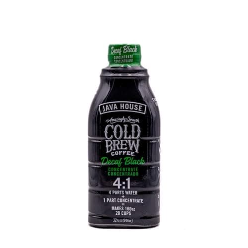 JAVA HOUSE Cold Brew Coffee, Decaf Colombian 4:1 Liquid Concentrate, 32 Ounce Bottle - Image 1
