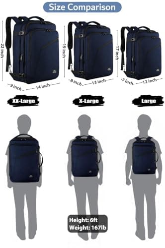 MATEIN Weekender Backpack, Large Capacity Travelling Suitcase Backpack with Strap for Clothes, Expandable Flight Approved Business Carry on Daypack for International Travel, Blue - Image 7