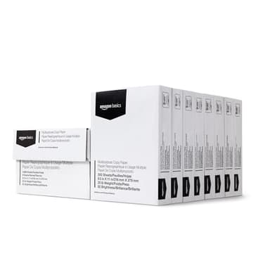Amazon Basics Multipurpose Copy Printer Paper, 20 lb, 8.5 x 11 Inches, 8 Reams (4,000 Sheets), 92 Bright, White - Image 1