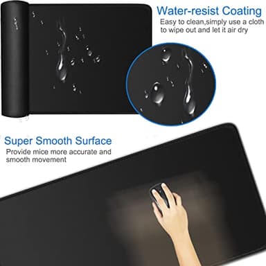 Large Gaming Mouse Pad, 31.5x15.7 inch Large Extended Computer Keyboard Mouse Mat, Water Resist Non-Slip Mousepad Rubber Base Long XXL Desk Mouse Pad for Work & Gaming, Office & Home, Black - Image 4