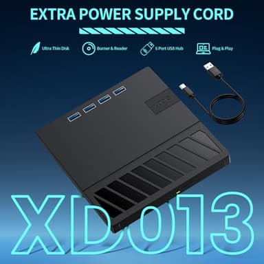 External CD/DVD Drive for Laptop – 7-in-1USB Portable CD/DVD Player Burner, High-Speed External Disk Drive with SD/TF Card Reader, 4 USB 3.0 Ports, Compatible with Windows 11/10, Linux, Mac (7 IN 1) - Image 6