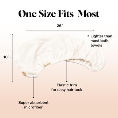 Kitsch Microfiber Hair Towel Wrap for Women - Microfiber Towel, Super Absorbent, Quick Dry, Anti-Frizz - for Long and Short Hairs, Turbans for Women, Hair Wrap - White Ivory - Image 3