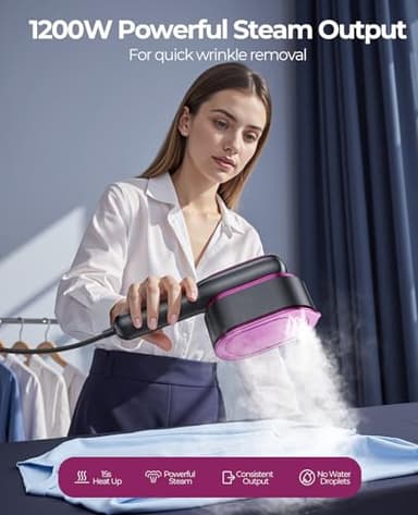 YOZLNFO Travel Steamer for Clothes Portable: 2-in-1 Mini Handheld Garment Steamer Iron - 15s Heat Up & 5 Adjustable Steam - Large Ceramic Panel - 110-120V - Image 3
