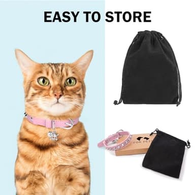 DILLYBUD Leather Cat Collars for Boy Girl Cats with Bell and Safety Elastic Belt, Personalized Rivets Stud Adjustable Safe Buckle Collar with Skull Charm for Kitty Small Pets, Halloween Cat Collar - Image 6