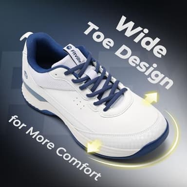 FitVille Extra Wide Golf Shoes Men Professional Outdoor Water Resistant Golf Shoes for Course with Spikes(White Blue, 10.5 X-Wide) - Image 4