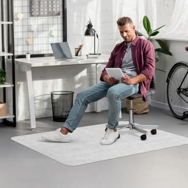 Blvornl Office Chair Mat - 35"x 48" Desk Computer Mat for Hard Wood and Tile Floor, Large Anti-Slip Hard Floor Protector, PVC Mat Desk Rug Light Grey - Image 7
