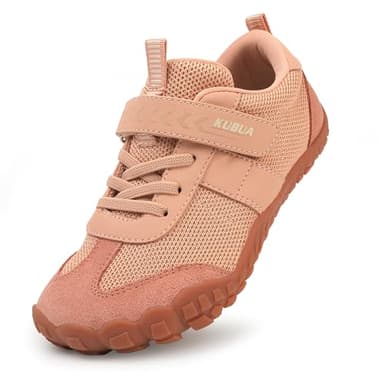 KUBUA Boys Girls Sneakers Kids Barefoot Shoes Comfortable Anti-Slip Walking Shoes for Indoor Outdoor Tennis Running Hiking Training Apricot 13 Little Kid - Image 1
