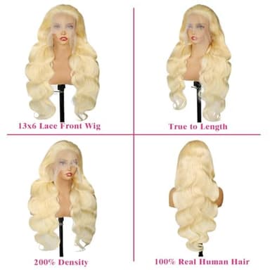 613 Lace Front Wig Human Hair 13x6 Blonde Lace Front Wigs Human Hair 200% Density Body Wave 613 Frontal Wig Pre Plucked With Baby Hair 32 Inch - Image 5