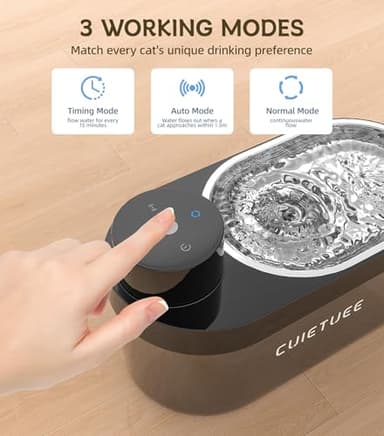 CuieTuee Cat Water Fountain 4L/135oz Battery Operated Automatic Cat Fountain Wireless Pet Water Fountain with Stainless Steel Bowl Dog Water Dispenser with Replacement Filters for Cats Dogs (Black) - Image 5