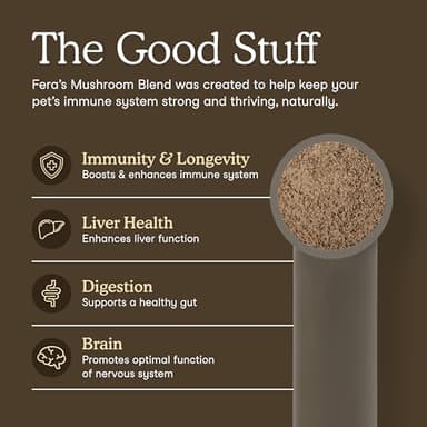 Fera Pets Mushroom Supplement for Dogs & Cats with Turkey Tail - USDA Organic - Cognitive and Immune Support - Enhances Liver Function - Supports a Healthy Gut - Powder - 120 Scoops - Image 3