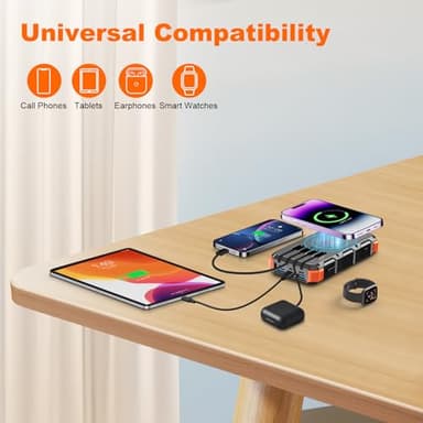 Solar Charger Power Bank 49800mAh Wireless Charger QC 3.0 Fast Charging Power Bank 8 Outputs 4 Inputs Solar Portable Charger Compatible with All Mobile Devices,SOS/Strobe/Strong Flashlights (orange) - Image 2
