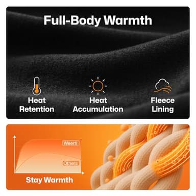 WEERTI Thermal Underwear for Men Long Johns with Fleece Lined Base Layer Men Cold Weather Top Bottom Black - Image 3