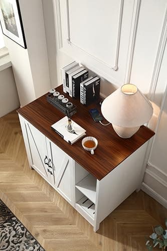 FOREST GRAVITY Cat Litter Robot Enclosure,for Placing Litter Robot 3/4,Power Outlet and Dog-Proof Shelf for Litter Robot Cabinet,Litter Collector for Automatic Litter Box Enclosure,Antique White - Image 9