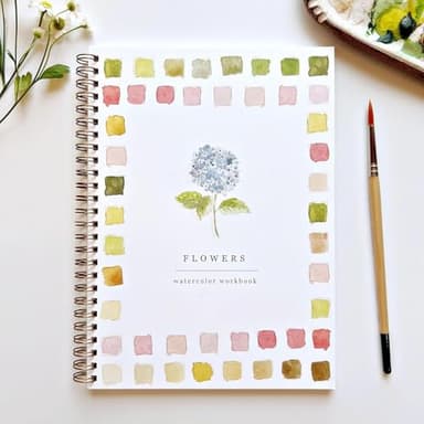 Watercolor Workbook,44 Spiral-Bound Pages Beginner-Friendly Animals Watercolor Workbooks with Paint Brushes and 12 Colors of Paint,Arts and Crafts Supplies Gift for Kids Adults Teens (Flowers) - Image 2