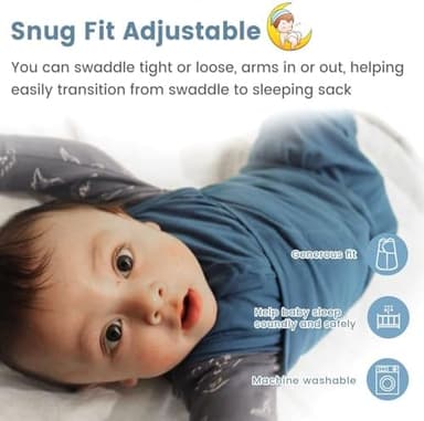 ZIGJOY Sleep Sack Swaddle 0.5 TOG Baby Wearable Blanket 100% Cotton Baby Swaddle Blanket for Newborns 0-6 Months for Boy Girl, Blue&Space - Image 6