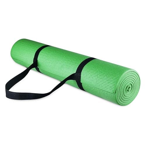 Fitvids 1/4-Inch High Density Thick Non Slip Yoga Mat with Knee Pad and Carrying Strap for Workout, Pilates, Gym Home Exercise, Green - Image 1