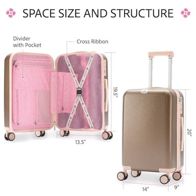 SIKIKU 20 Inch Carry On Luggage for Women, Lightweight Hardside Suitcase with 360° Spinner Wheels, TSA Lock, Durable Luggage for Travel, Titanium Gold - Image 2