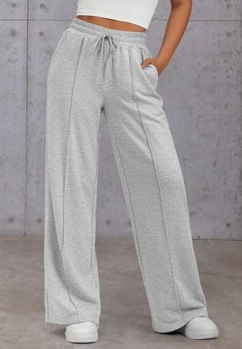 ATHMILE Womens Sweat Pants High Waisted Baggy Pants Drawstring Athletic Jogger Sweatpants for Girls Teen Grey - Image 3